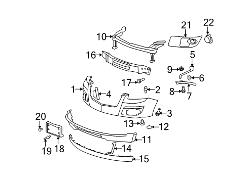 2008 Saturn Outlook Front Bumper Fog Lamp Bezel Diagram for 15947965