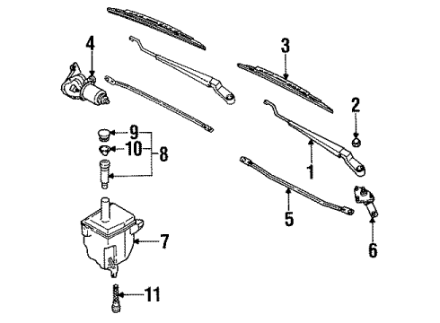 1994 Nissan Maxima Wiper & Washer Components Wiper Blade Assembly Diagram for 28890-VB010