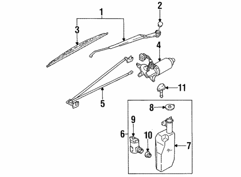 1995 Kia Sephia Windshield - Wiper & Washer Components Windshield Wiper Arm Diagram for 0K20167320B