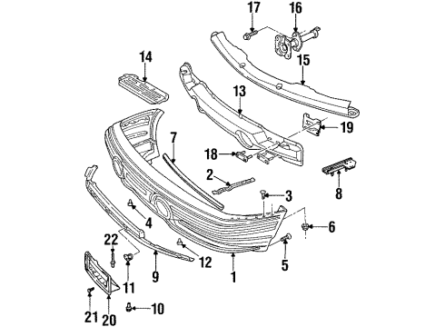 1996 Pontiac Bonneville Front Bumper License Bracket Rivet Diagram for 25611505