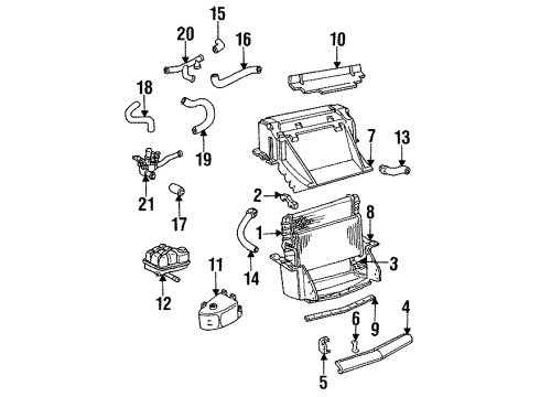 1992 Chevrolet Corvette Radiator & Components Outlet Radiator Coolant Hose Assembly Diagram for 10257252