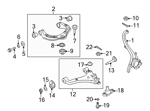 2009 Kia Borrego Front Suspension Components, Lower Control Arm, Upper Control Arm, Stabilizer Bar Ball Joint Assy Diagram for 517602J001