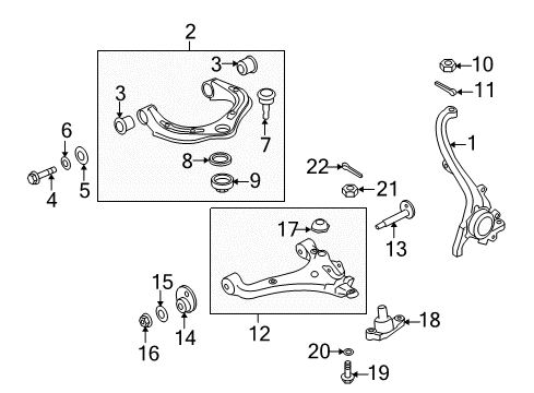 2009 Kia Borrego Front Suspension Components, Lower Control Arm, Upper Control Arm, Stabilizer Bar Arm Complete-Upper LH Diagram for 544002J100