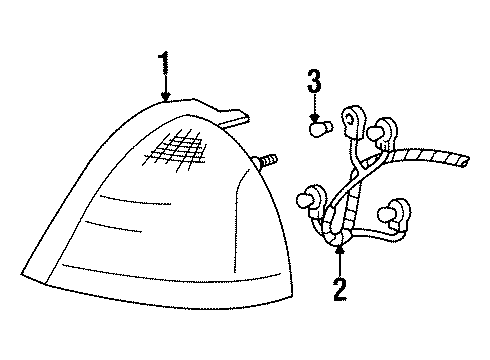 1998 Mercury Grand Marquis Bulbs Socket & Wire Diagram for XW3Z13410BA