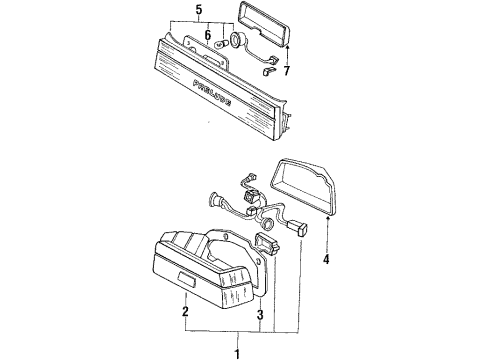 1989 Honda Prelude Tail Lamps Taillight Assy., R. Diagram for 33500-SF1-671