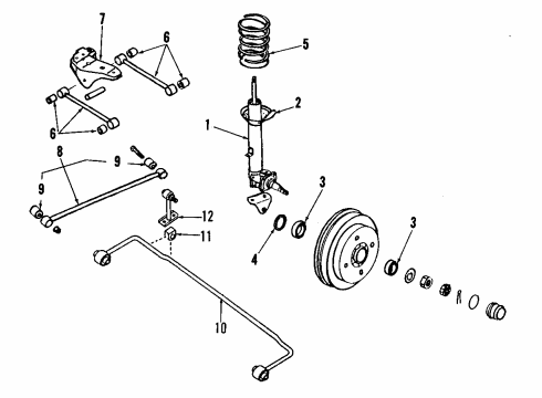 1991 Nissan Sentra Rear Suspension Components, Stabilizer Bar Spring Rear Suspension Diagram for 55020-51Y05