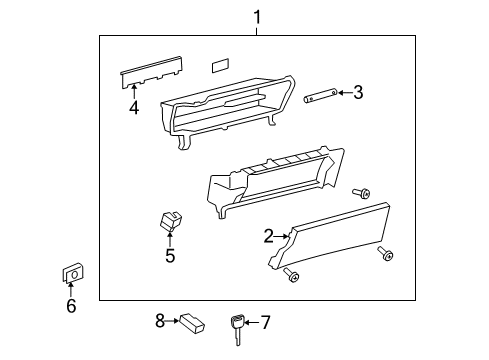 2009 Lexus ES350 Glove Box Lock Assy, Glove Compartment Door Diagram for 55560-33080-A0