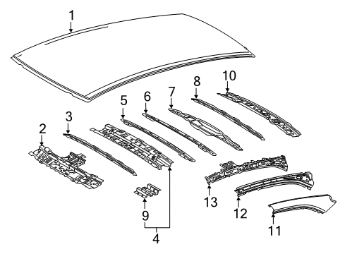 2022 Toyota Camry Roof & Components Rail Reinforcement Diagram for 61075-06030