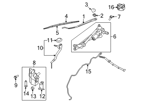 2007 Infiniti M45 Wiper & Washer Components Window Wiper Blade Assembly No 1 Diagram for 28890-JG400