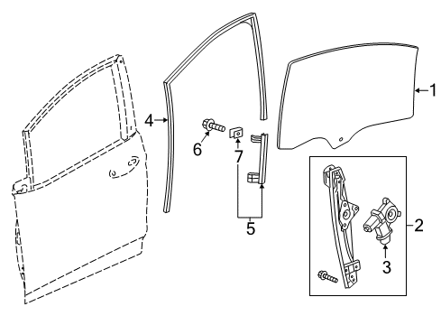 2017 Chevrolet Bolt EV Front Door - Glass & Hardware Window Regulator Diagram for 84373079