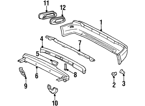 1994 Honda Prelude Rear Bumper Protector, R. RR. Panel Diagram for 74710-SS0-A00