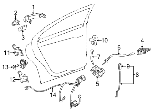 2013 Chevrolet Volt Rear Door - Lock & Hardware Lock Rod Diagram for 20836221