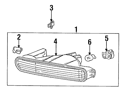 1996 Honda Accord Signal Lamps Lamp, R. Diagram for 33302-SV4-A02