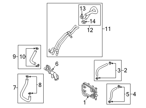 2017 Hyundai Santa Fe Sport Trans Oil Cooler Hose Assembly-Radaator, Lower Diagram for 25415-2W500