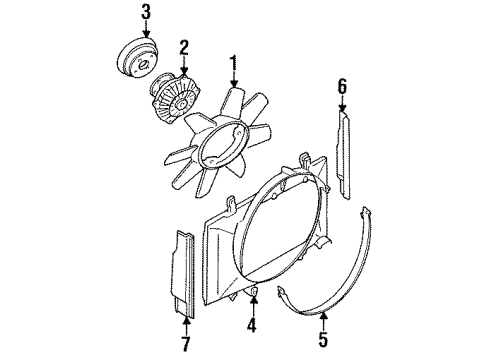 1995 Nissan 240SX Cooling System, Radiator, Water Pump, Cooling Fan Pulley-Fan & Water Pump Diagram for 21051-53F00