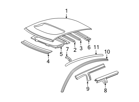 2004 Toyota Avalon Roof & Components, Exterior Trim Windshield Header Diagram for 63102-AC903