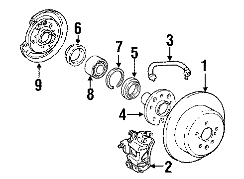 1989 Toyota Camry Rear Brakes Hub Nut Diagram for 90170-19001