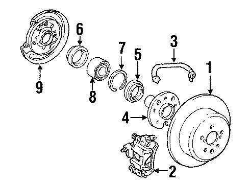 1991 Toyota Camry Brake Components Brake Pad Diagram for 04465-YZZA3