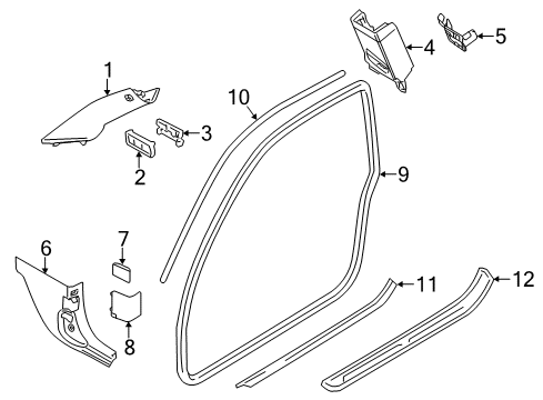 2012 BMW 328i Interior Trim - Pillars, Rocker & Floor Lateral Trim Panel Front Right Diagram for 51436957128