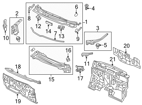 2012 Honda Civic Cowl Dashboard (Lower) Diagram for 61500-TR2-A00ZZ