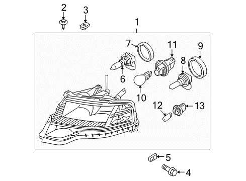 2009 Ford Taurus X Headlamps Composite Assembly Diagram for 8F9Z-13008-A