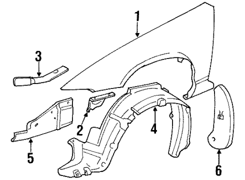 2000 Oldsmobile Intrigue Fender & Components Liner Asm-Front Fender <Use 11E 49*Black Diagram for 10429553