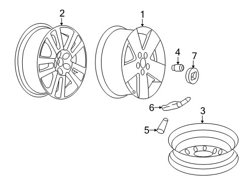2009 Saturn Aura Wheels, Covers & Trim Wheel, Alloy Diagram for 19149985