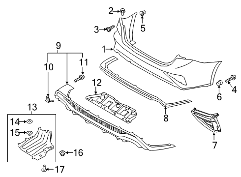 2021 Kia Forte Bumper & Components - Rear COUPLER-Under Cover Diagram for 84220C1000