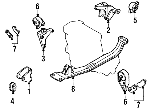 1992 Infiniti G20 Engine & Trans Mounting Member Assy-Engine Mounting Diagram for 11240-53J20