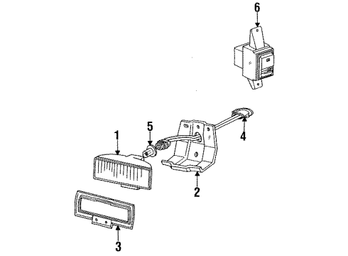 1994 Ford Thunderbird Fog Lamps Fog Lamp Assembly Diagram for F2SZ15200A