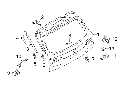 2019 BMW X5 Parking Aid Trunk Lid, Top Diagram for 41007931925