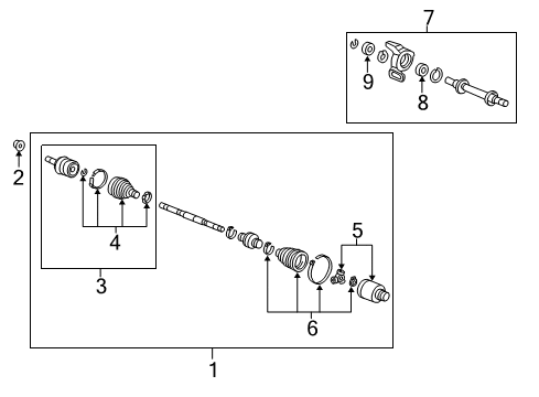 2014 Acura ILX Drive Axles - Front Shaft Assembly, Half (At) Diagram for 44500-T0C-P00