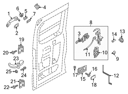 2015 Ford Transit-350 Side Door Latch Assembly Diagram for CK4Z-61264A01-B