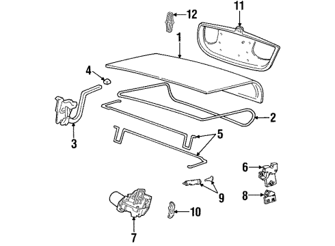 2002 Lincoln Town Car Trunk Lid & Components, Exterior Trim Hinge Diagram for F8VZ-5442701-AA
