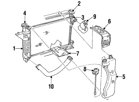 1996 Ford Mustang Radiator & Components Recovery Tank Diagram for F4ZZ-8A080-A