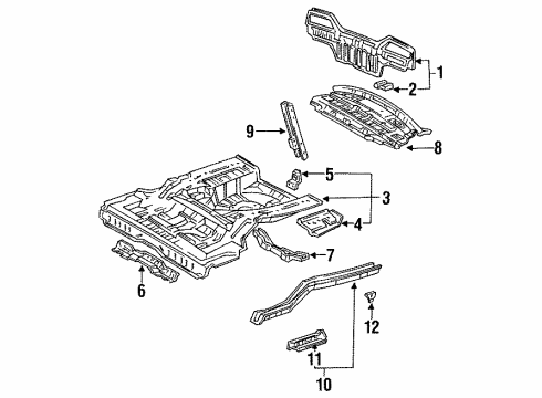 1991 Acura Legend Rear Body Panel Set, Rear Floor Diagram for 04655-SP1-300ZZ