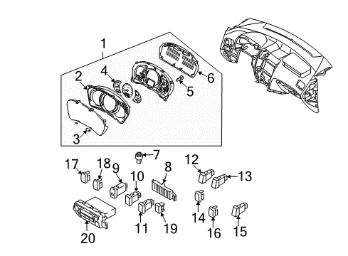 2005 Hyundai Tucson Switches Cluster Assembly-Instrument(Mph) Diagram for 94001-2E010