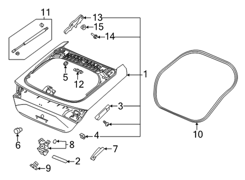 2022 Honda Civic Gate & Hardware STAY SET, L Diagram for 74870-T43-315