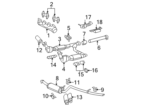 2005 Ford F-150 Exhaust Manifold Extension Pipe Diagram for 5L3Z-5A212-PB