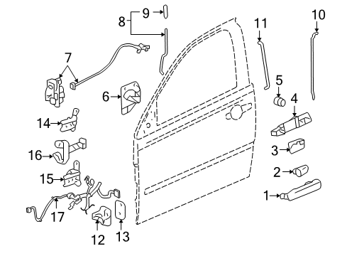 2010 Pontiac G6 Front Door - Lock & Hardware Harness Diagram for 25811905