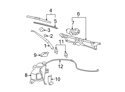 2009 Chevrolet HHR Windshield - Wiper & Washer Components Wiper Arm Diagram for 15807607