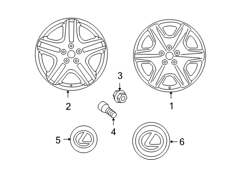 2006 Lexus LS430 Wheels Wheel, Disc Diagram for 42611-50390