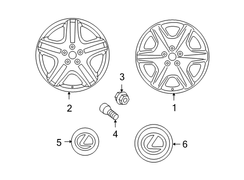 2006 Lexus LS430 Wheels Wheel, Disc Chrome P Diagram for 4261A-50110