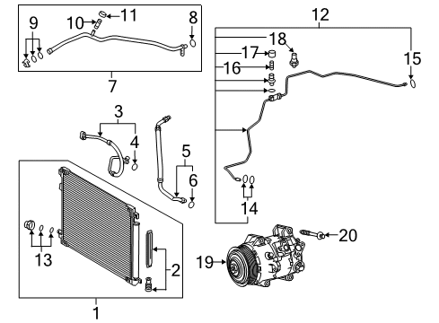 2018 Toyota Camry A/C Condenser, Compressor & Lines Tube Assembly Diagram for 88710-33480