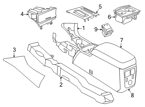 2011 Chrysler 300 Console Console-Floor Diagram for 1PJ85HL1AH