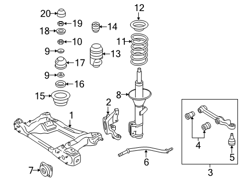 2005 Pontiac GTO Front Suspension Components, Lower Control Arm, Stabilizer Bar Insulator, Front Spring Upper Diagram for 92002882