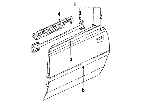 1994 Acura Vigor Front Door & Components, Exterior Trim Molding Assembly, Right Front Door Diagram for 72410-SL5-003