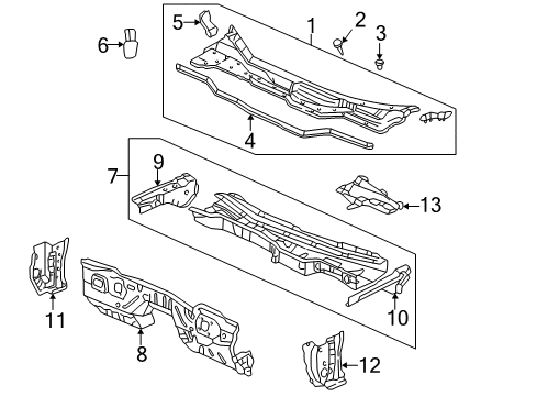 1996 Acura RL Cowl Dashboard (Upper) Diagram for 61100-SZ3-A00ZZ
