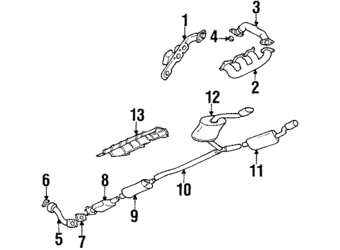 1999 Buick Riviera Exhaust Components, Exhaust Manifold Exhaust Muffler Assembly W/Tail Pipe RH (Service) Diagram for 25668335