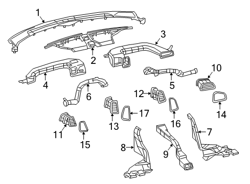 2017 Dodge Challenger Ducts Outlet-Air Conditioning & Heater Diagram for 5LE09SZ0AE